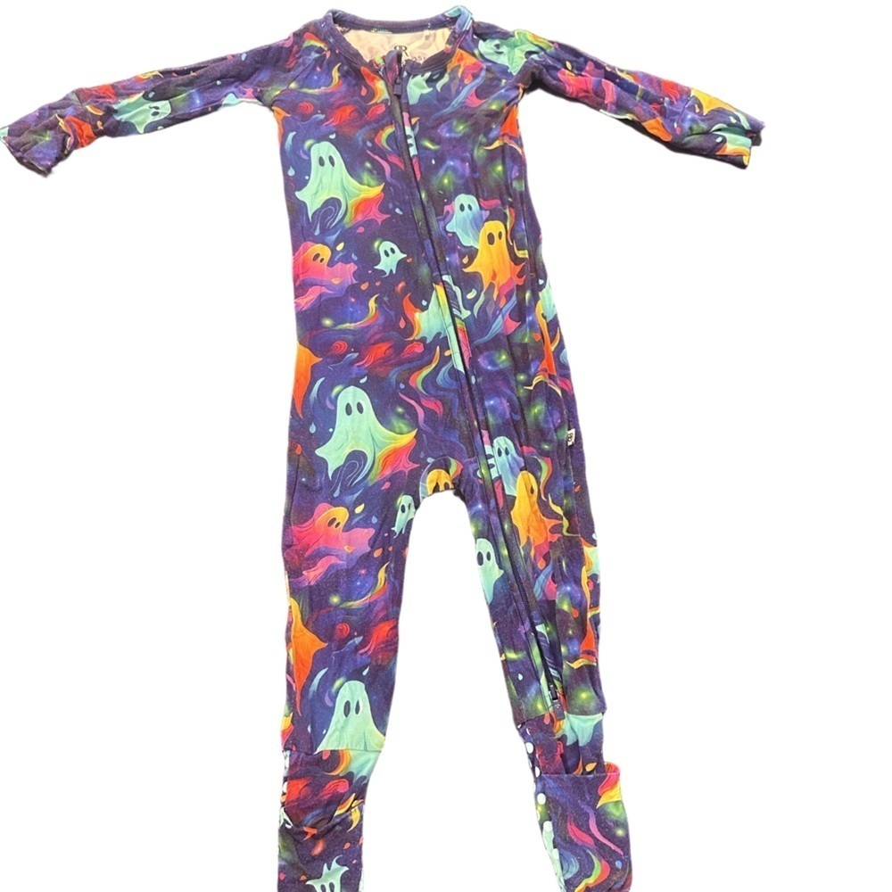Kids Footie Ghost Print Colorful
